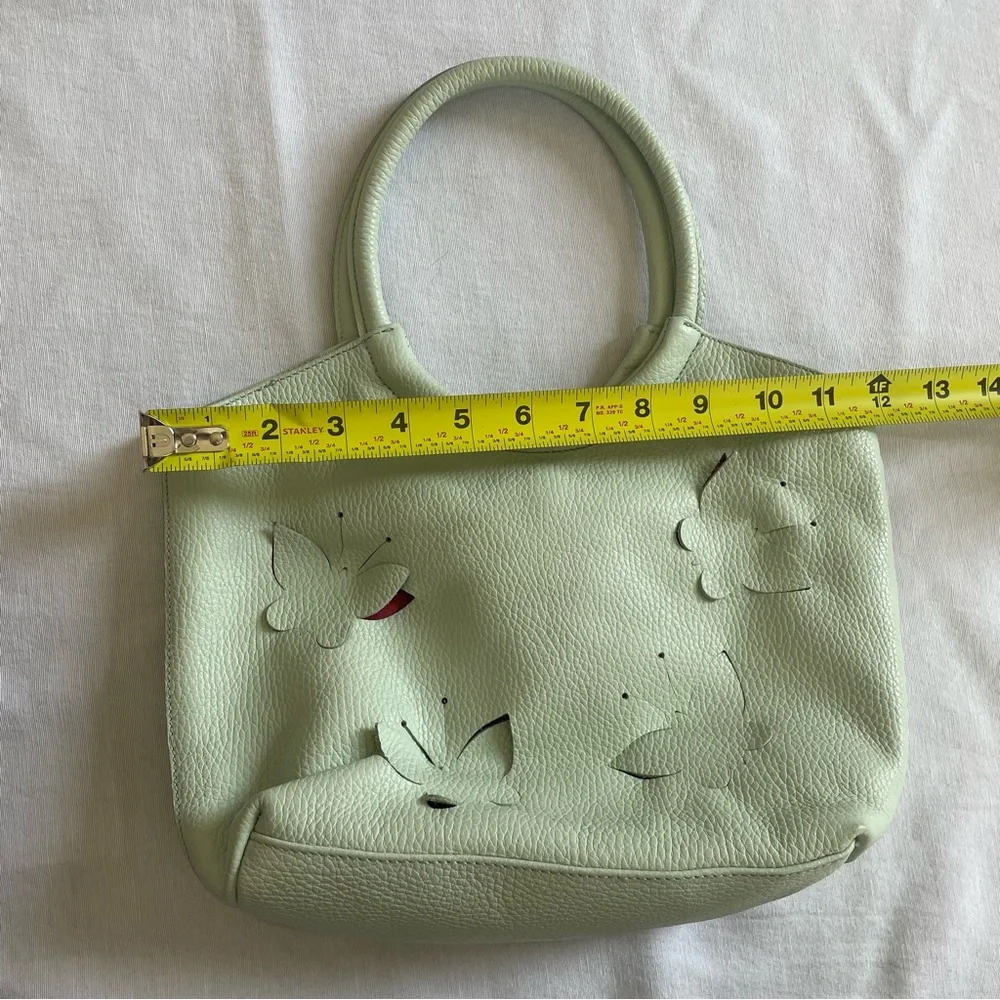 Claudia Firenze Butterfly 🦋 Pebbled Leather Pale Mint Green Tote Bag